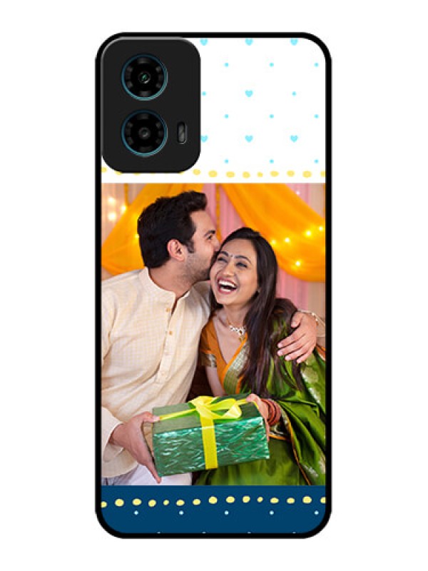 Custom Motorola G45 5G Custom Metal Phone Case - White And Blue Abstract Design