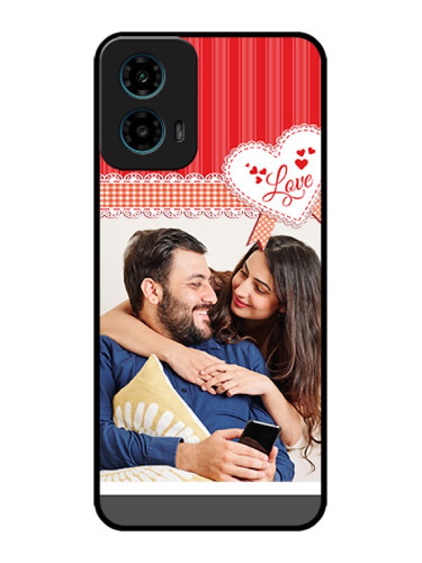 Custom Motorola G45 5G Custom Metal Phone Case - Red Love Pattern Design