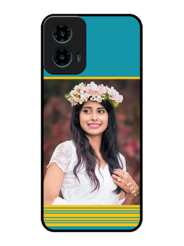 Custom Motorola G45 5G Custom Metal Phone Case - Yellow & Blue Design