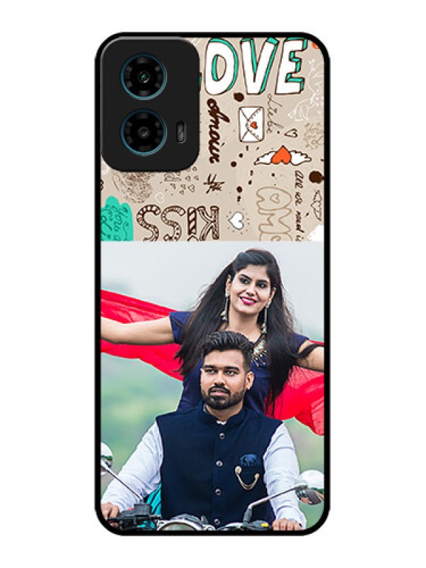 Custom Motorola G45 5G Custom Metal Phone Case - Love Doodle Pattern