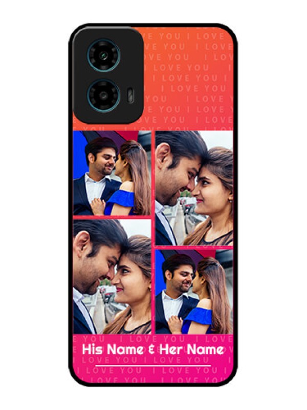 Custom Motorola G45 5G Custom Metal Phone Case - I Love You Pink Design