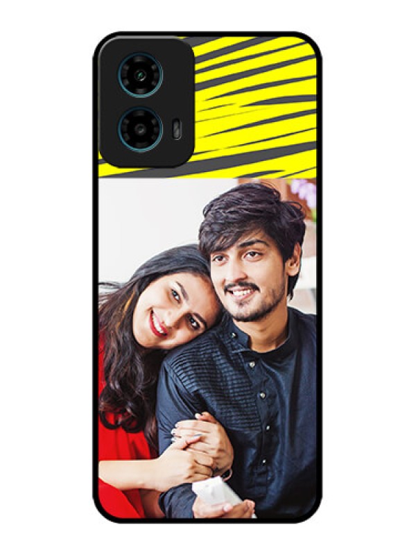 Custom Motorola G45 5G Custom Metal Phone Case - Yellow Abstract Design