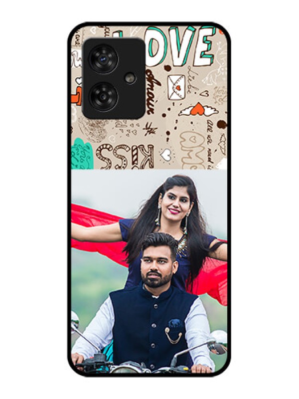 Custom Motorola G54 5G Custom Metal Phone CaseLove Doodle Pattern