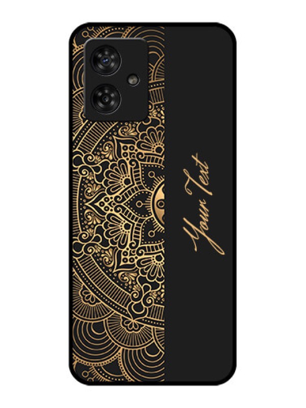 Custom Motorola G54 5G Custom Metal Phone CaseMandala Art With Custom Text Design