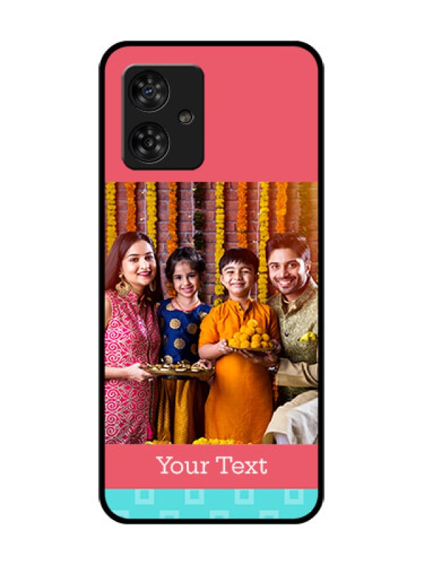 Custom Motorola Moto G64 5G Custom Metal Phone CasePeach and Blue Color Design