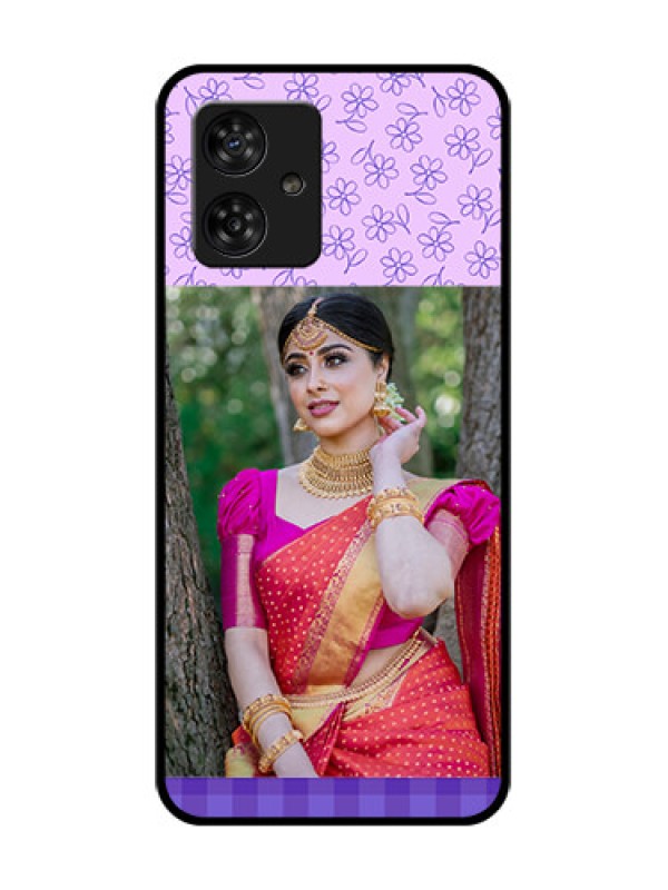 Custom Motorola Moto G64 5G Custom Metal Phone CasePurple Floral Design