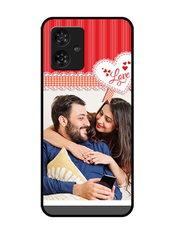 Custom Motorola Moto G64 5G Custom Metal Phone CaseRed Love Pattern Design