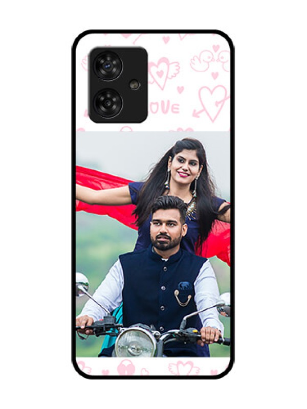 Custom Motorola Moto G64 5G Custom Metal Phone CasePink Flying Heart Design