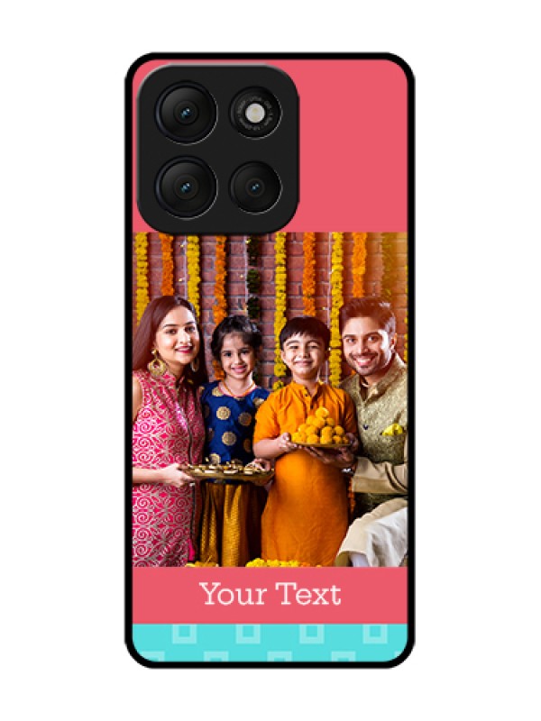 Custom Motorola G86 Power 5G Custom Metal Phone Case - Peach & Blue Color Design