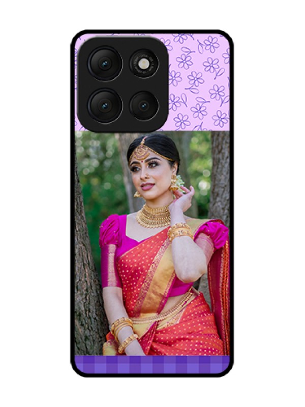 Custom Motorola G86 Power 5G Custom Metal Phone Case - Purple Floral Design