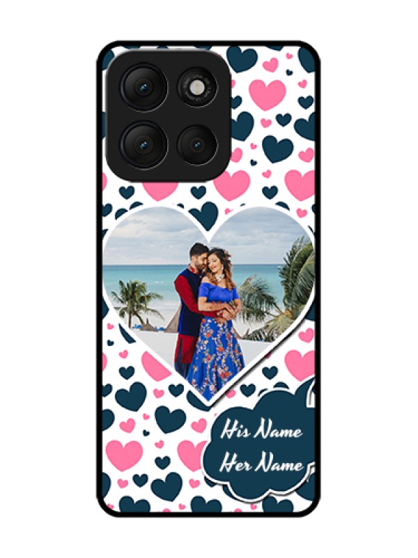 Custom Motorola G86 Power 5G Custom Metal Phone Case - Pink & Blue Heart Design