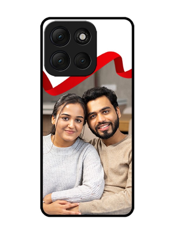 Custom Motorola G86 Power 5G Custom Metal Phone Case - Red Ribbon Frame Design