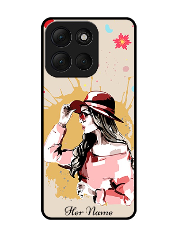 Custom Motorola G86 Power 5G Custom Metal Phone Case - Women With Pink Hat Design