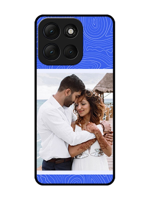 Custom Motorola G86 Power 5G Custom Metal Phone Case - Curved Line Art With Blue And White Design