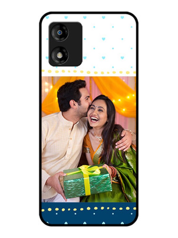 Custom Motorola Moto E13 Custom Metal Phone CaseWhite And Blue Abstract Design