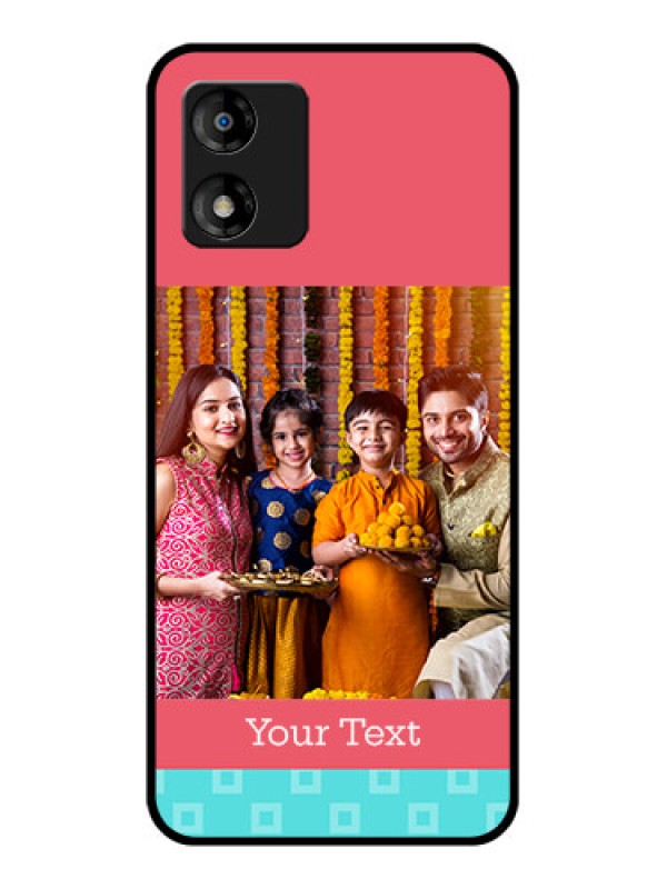 Custom Motorola Moto E13 Custom Metal Phone CasePeach and Blue Color Design