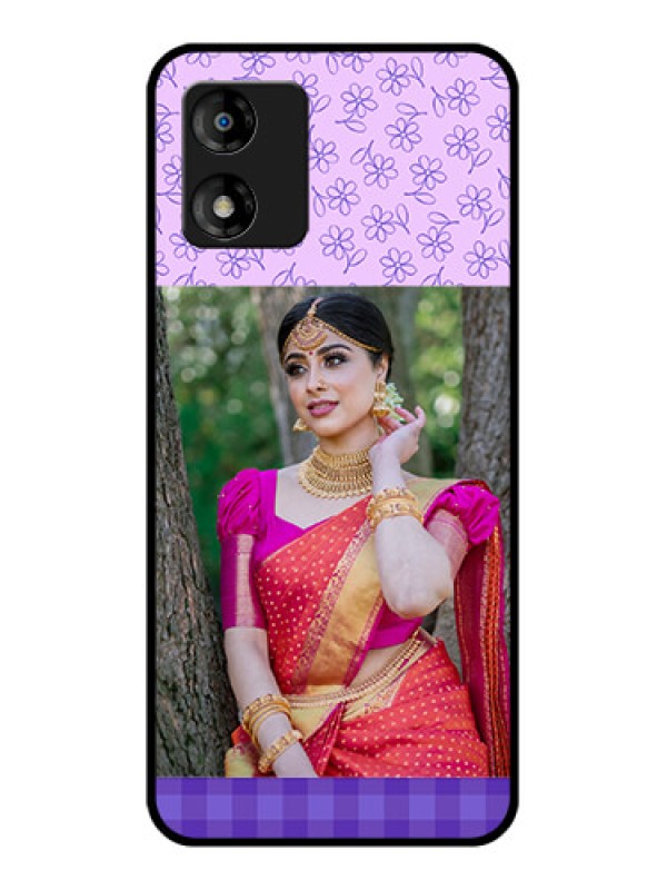 Custom Motorola Moto E13 Custom Metal Phone CasePurple Floral Design