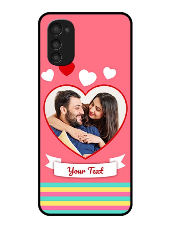 Custom Moto E32s Custom Metal Phone Case - Love Shapes Doodle Design