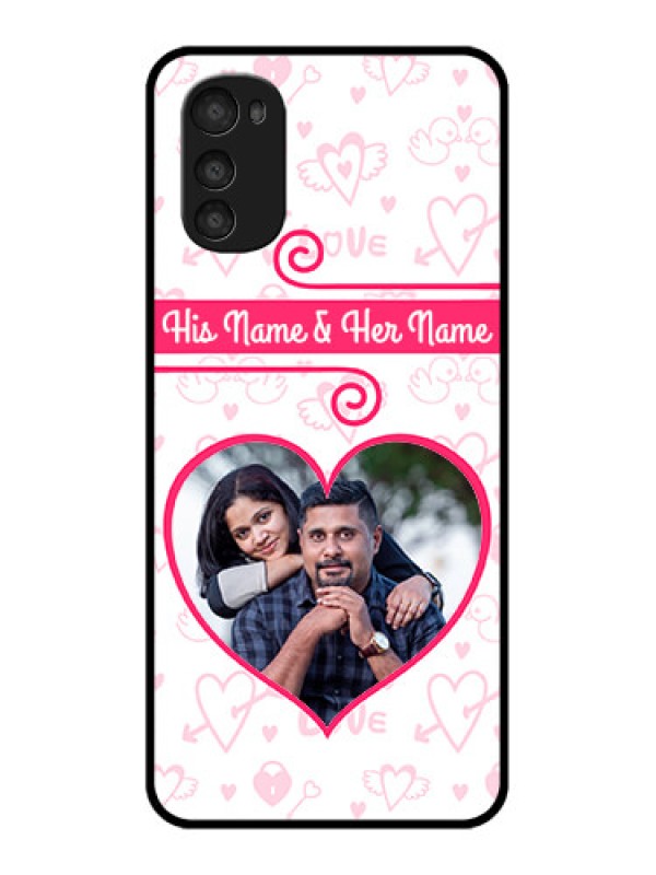 Custom Moto E32s Custom Metal Phone Case - Heart Shape Love Design