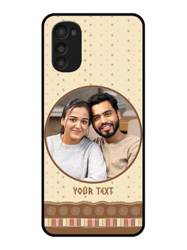 Custom Moto E32s Custom Metal Phone Case - Brown Dotted Mobile Case Design