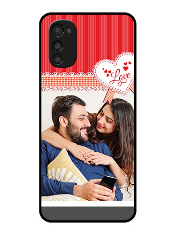 Custom Moto E32s Custom Metal Phone Case - Red Love Pattern Design