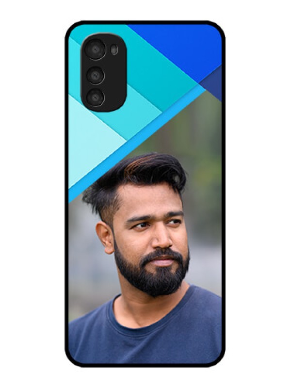 Custom Moto E32s Custom Metal Phone Case - Blue Pattern Design