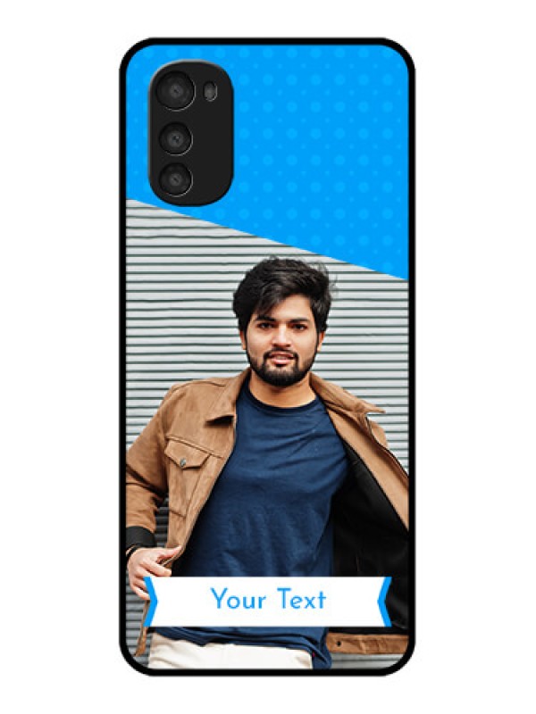 Custom Moto E32s Custom Metal Phone Case - Simple Blue Color Design