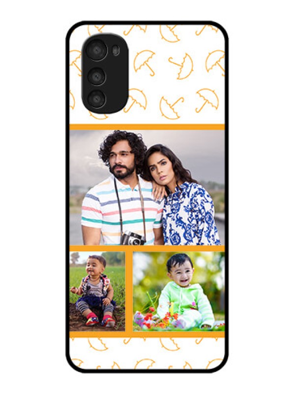 Custom Moto E32s Custom Metal Phone Case - Yellow Pattern Design