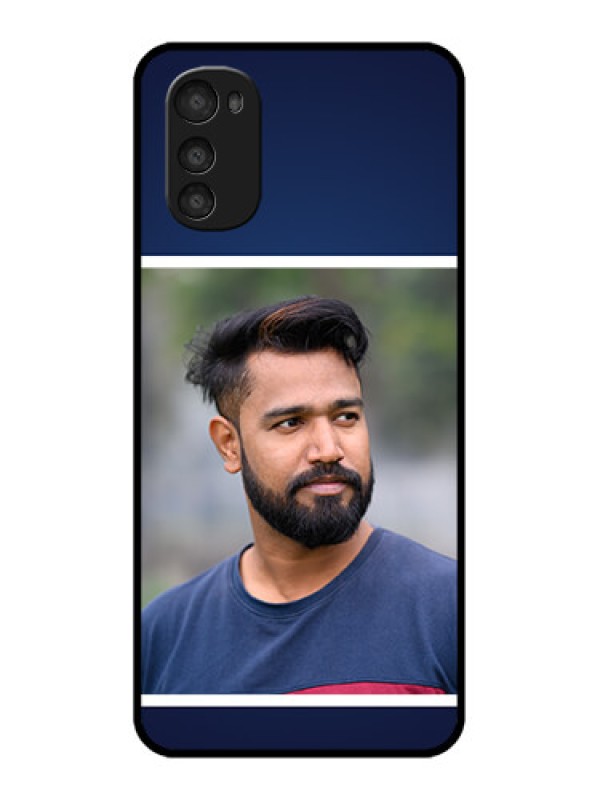 Custom Moto E32s Custom Metal Phone Case - Simple Royal Blue Design