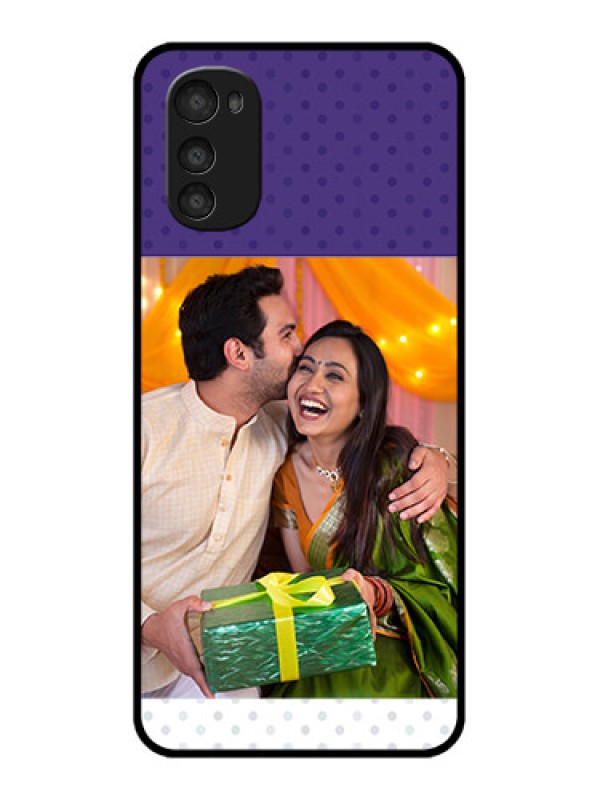 Custom Moto E32s Custom Metal Phone Case - Violet Colored Pattern Design