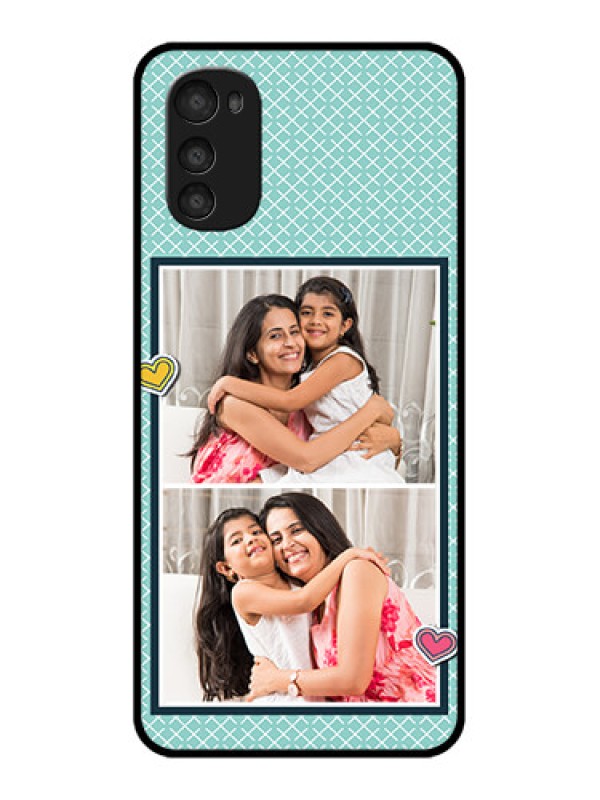 Custom Moto E32s Custom Metal Phone Case - 2 Image Holder With Pattern Design