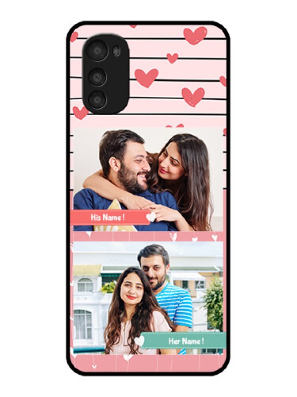 Custom Moto E32s Custom Metal Phone Case - Photo With Heart Design