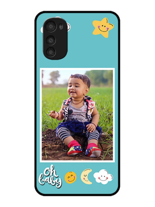 Custom Moto E32s Custom Metal Phone Case - Smiley Kids Stars Design