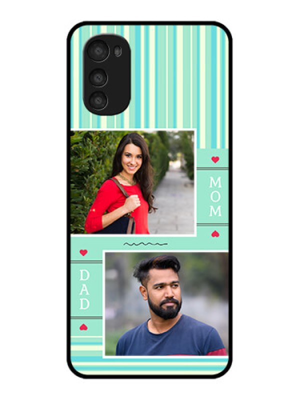 Custom Moto E32s Custom Metal Phone Case - Mom and Dad Pic Design
