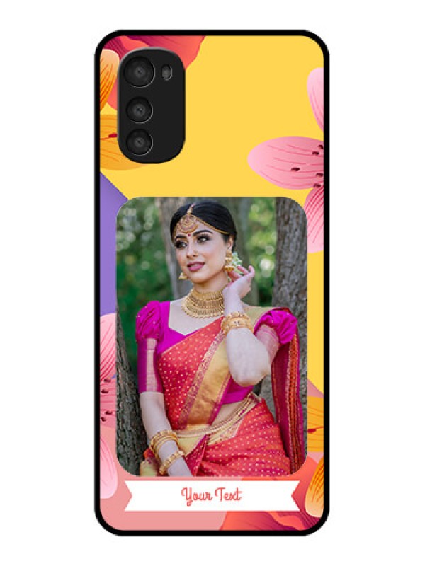 Custom Moto E32s Custom Metal Phone Case - 3 Image With Vintage Floral Design