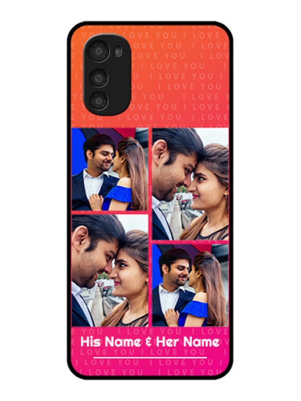 Custom Moto E32s Custom Metal Phone Case - I Love You Pink Design