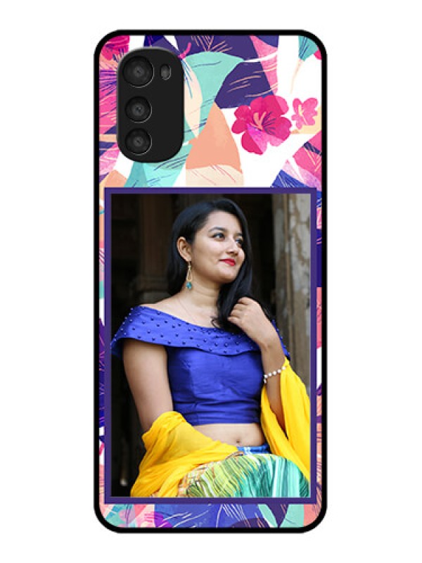 Custom Moto E32s Custom Metal Phone Case - Abstract Floral Design