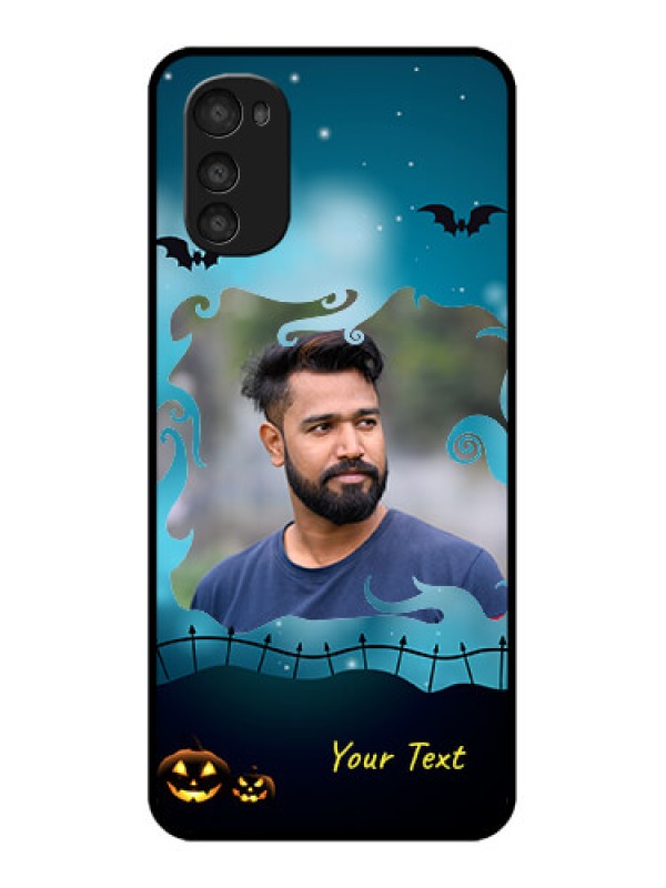 Custom Moto E32s Custom Metal Phone Case - Halloween Frame Design