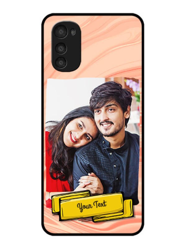 Custom Moto E32s Custom Metal Phone Case - Marble Texture Design