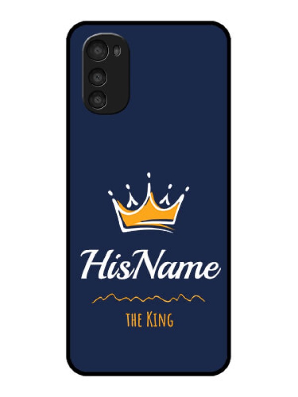 Custom Moto E32s Custom Metal Phone Case - King With Name Design