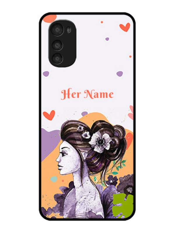 Custom Moto E32s Custom Metal Phone Case - Woman And Nature Design