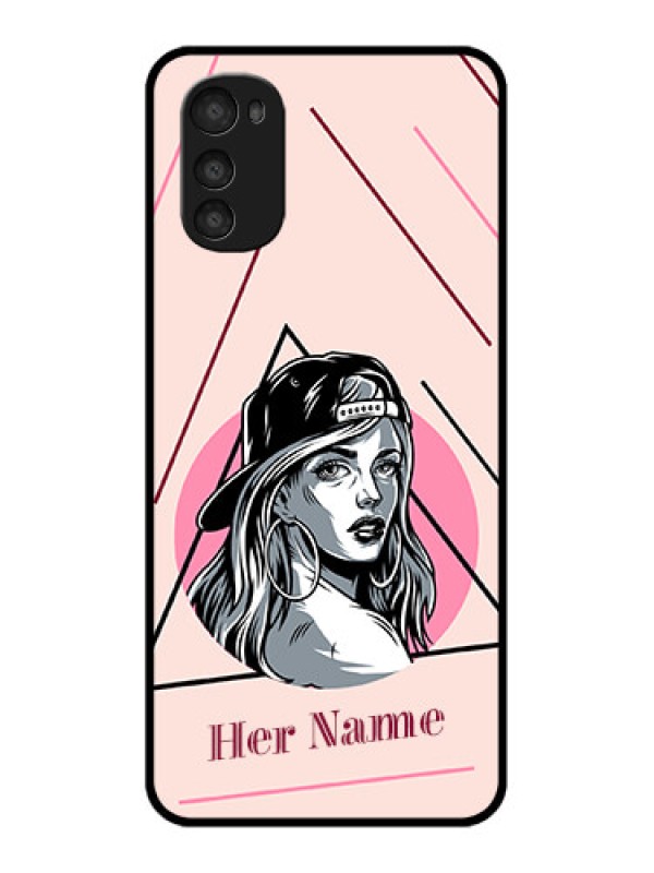 Custom Moto E32s Custom Metal Phone Case - Rockstar Girl Design