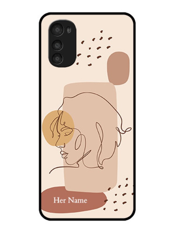 Custom Moto E32s Custom Metal Phone Case - Calm Woman Line Art Design