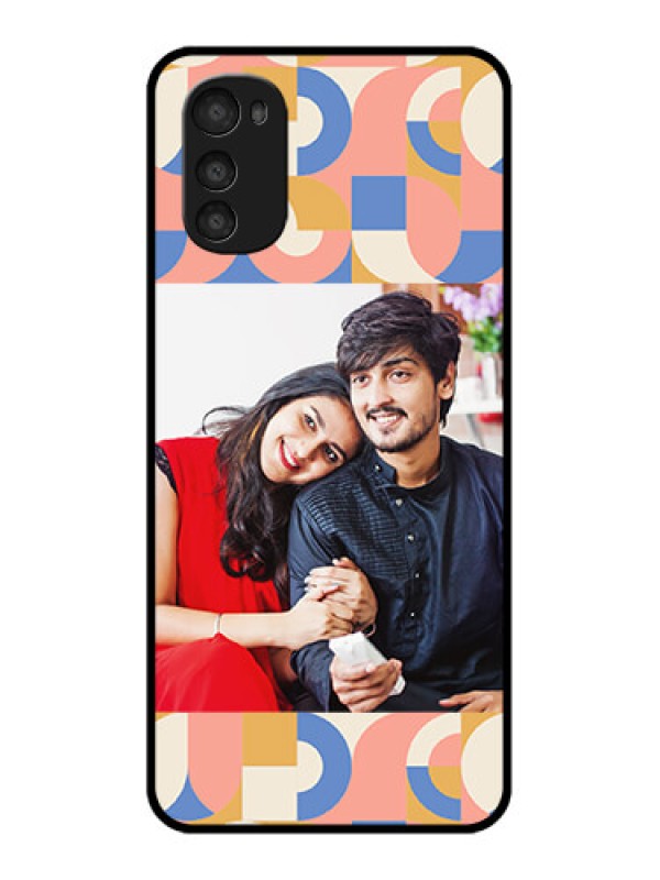 Custom Moto E32s Custom Metal Phone Case - Semi - Circle Maze Pattern Design