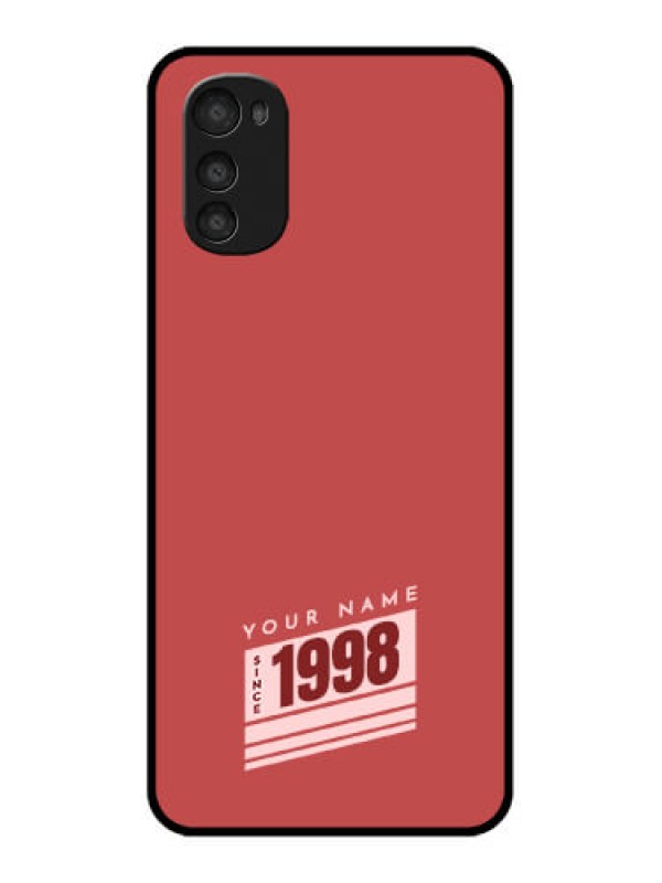 Custom Moto E32s Custom Metal Phone Case - Red Custom Year Of Birth Design