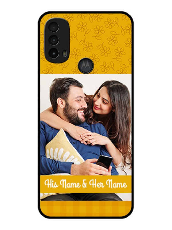 Custom Moto E40 Custom Metal Phone Case - Yellow Floral Design