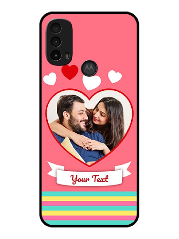 Custom Moto E40 Custom Metal Phone Case - Love Shapes Doodle Design