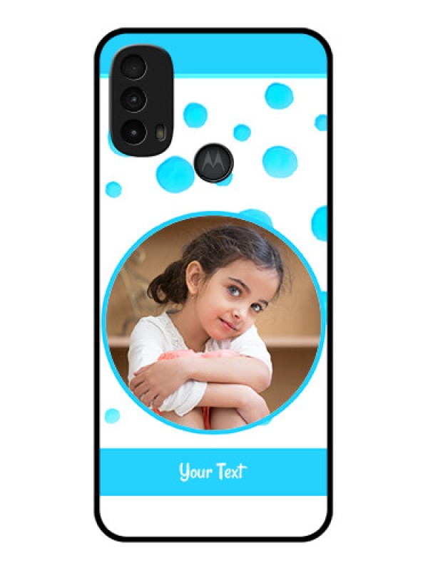 Custom Moto E40 Custom Metal Phone Case - Blue Bubbles Pattern Design
