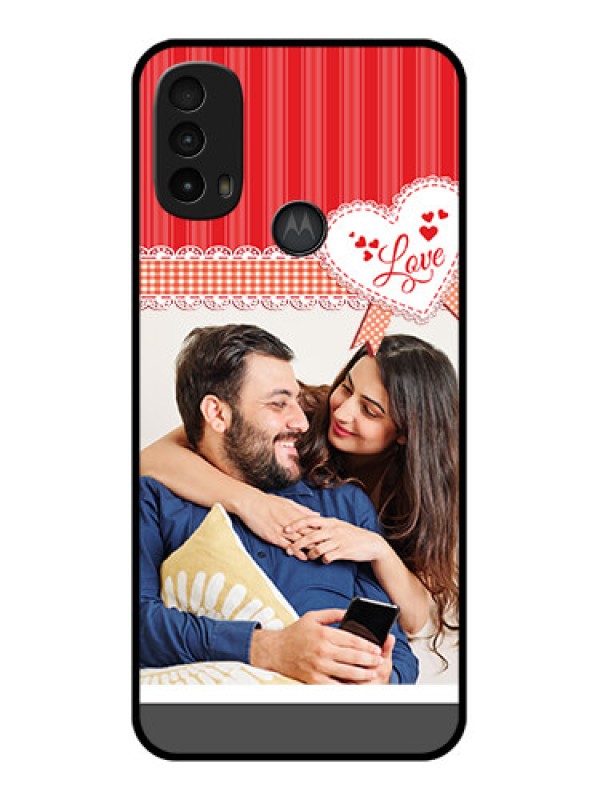Custom Moto E40 Custom Metal Phone Case - Red Love Pattern Design