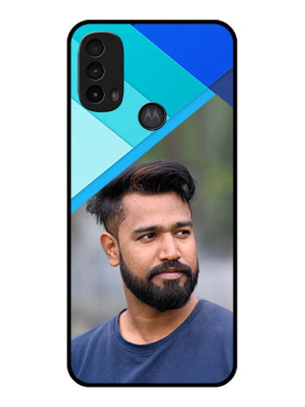 Custom Moto E40 Custom Metal Phone Case - Blue Pattern Design
